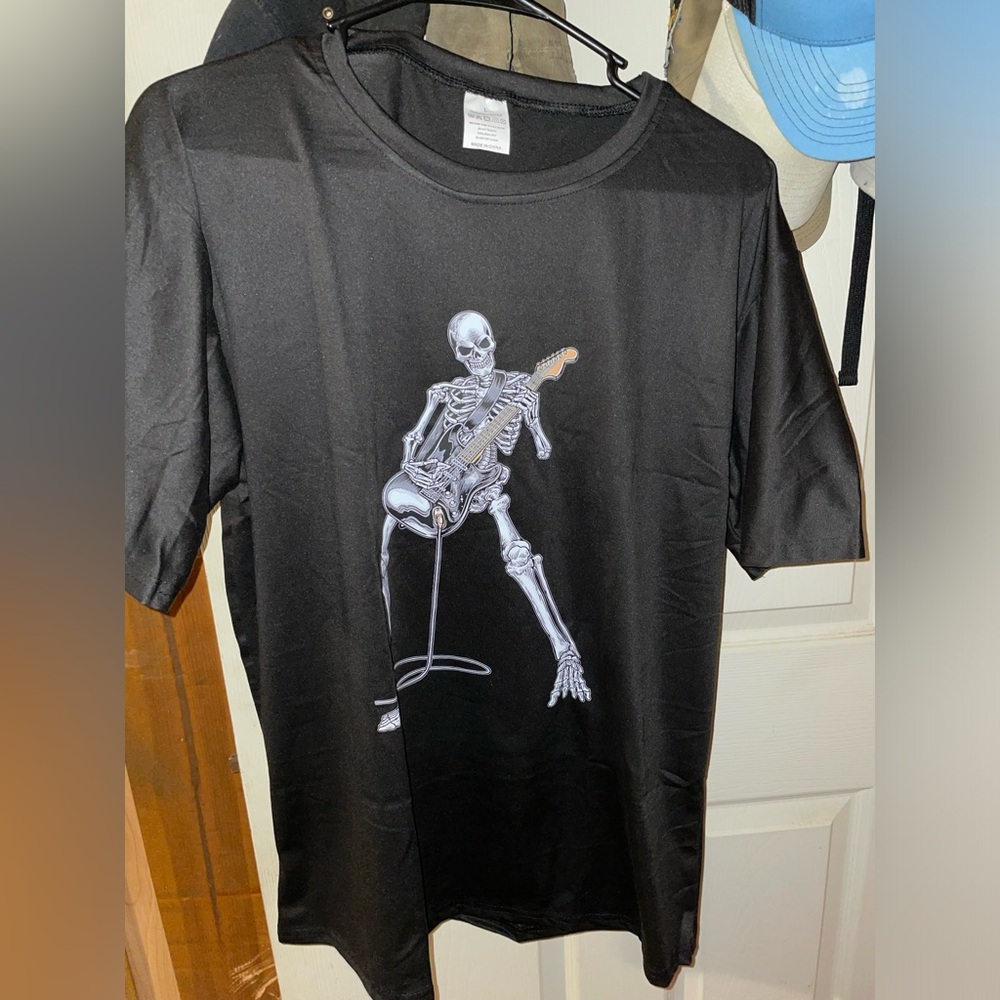 Skeleton guitar shirt